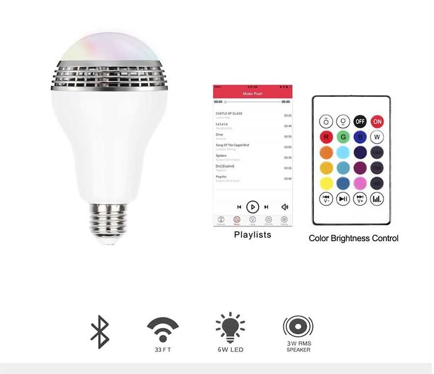 Bluetooth music speaker Led color bulb