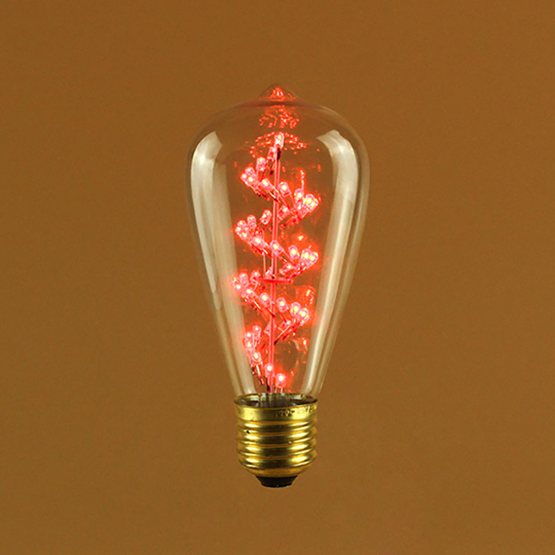 ST64 Red Color Spiral LED Fireworks Bulb